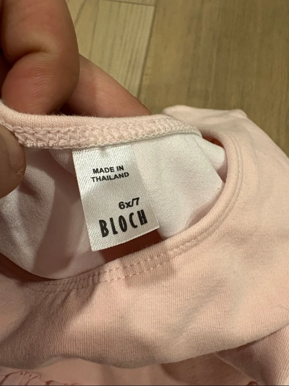 Bloch Light Pink Long-Sleeve Ballet Leotard with Layered Chiffon Skirt sz 6x 7